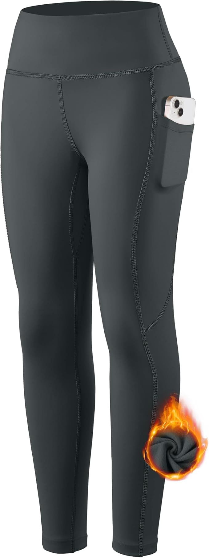 SANTINY Girl's Fleece Lined Leggings with Pockets Kids Thermal Warm Winter High Waisted Athletic ... | Amazon (US)