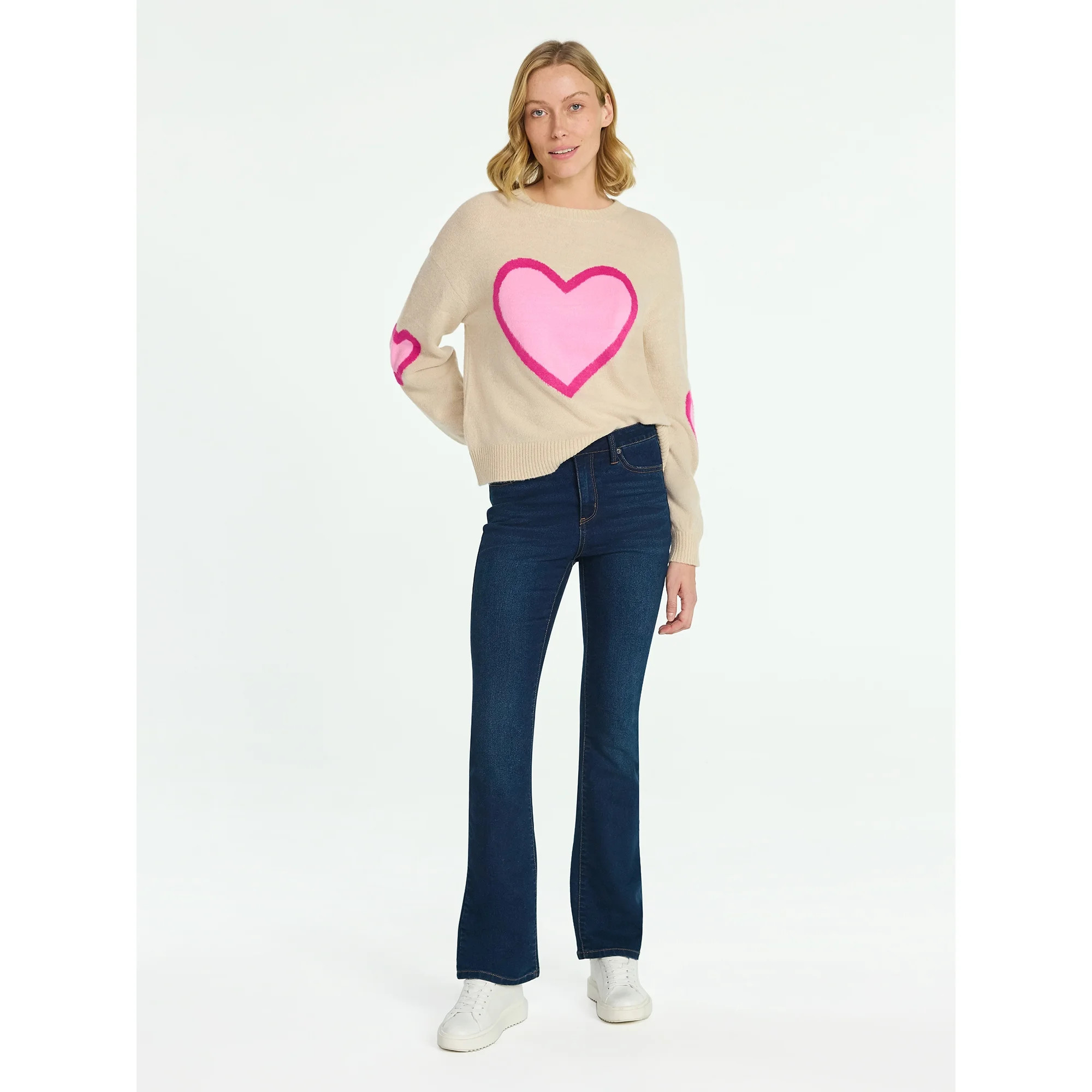 99 Jane Street Women's and Women's Plus Valentines Heart Sweater, Midweight, Sizes XS-4X | Walmart (US)