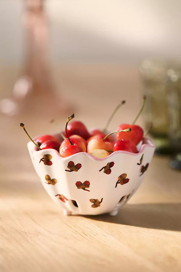 Georgie Handpainted Decaled Stoneware Berry Basket | Anthropologie (US)