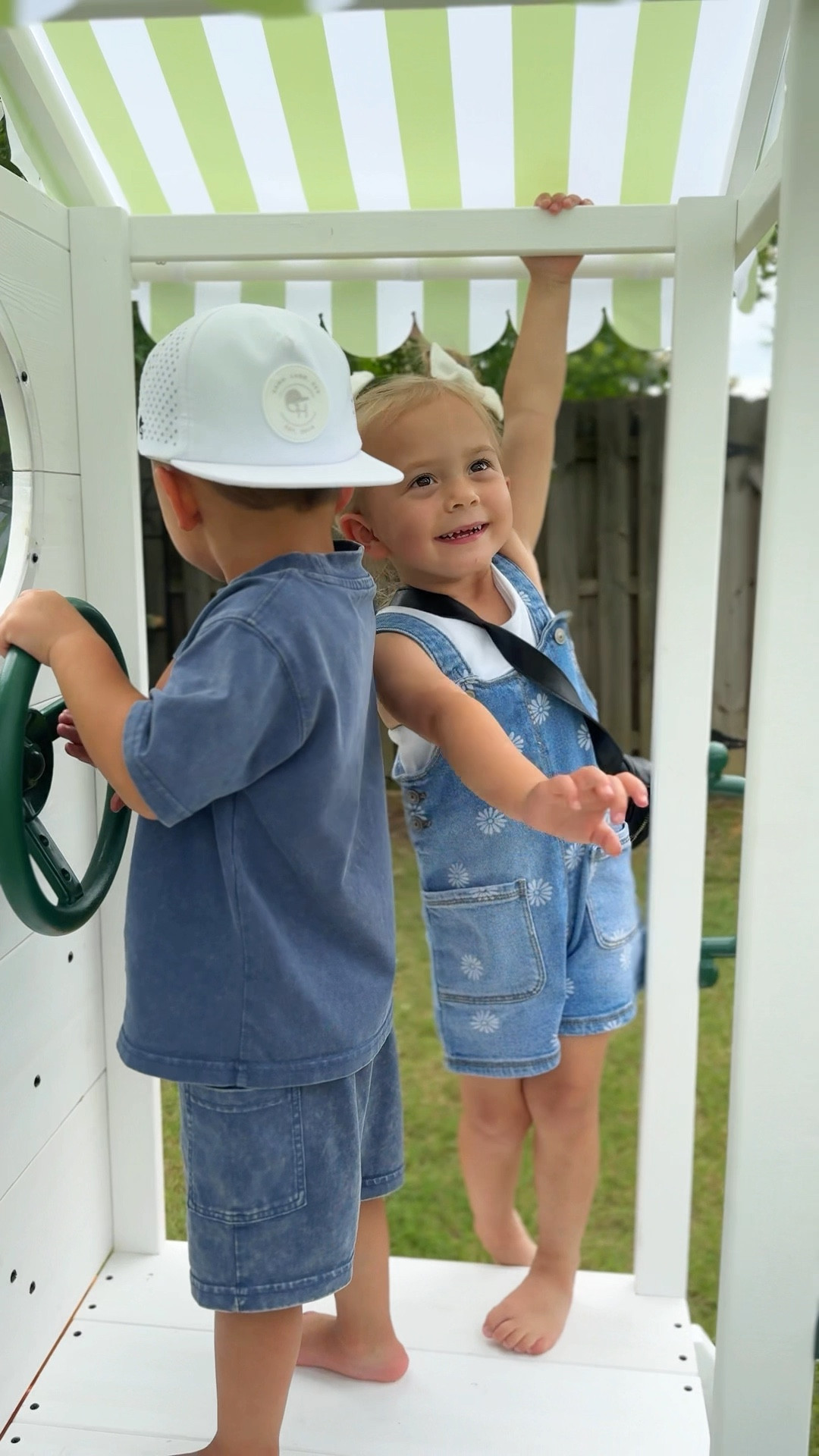 This outdoor playset is my kids latest favorite find! They will play on this for hours! The rocket ship steering wheel and window has been a huge hit and the water mill play is a water table on steroids! They are OBSESSED! If you’re looking for something fun and affordable for the backyard to keep them entertained, this is it! 

Summer fun | kids fun | Slide | Rock climber | Toddler | toys | wooden play set

#LTKFamily #LTKSummerEdit #LTKKids