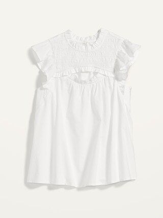 Flutter-Sleeve Smocked Cutout Swing Blouse for Women | Old Navy (US)