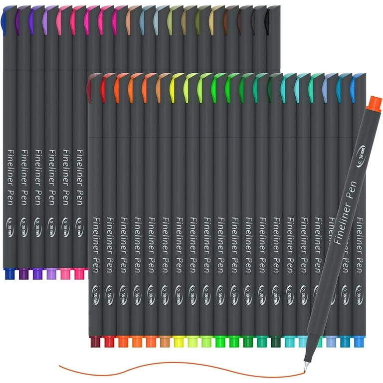 46 Pack Journal Planner Colored Pens, Lineon 40 Colors Fineliner Pens with 6 Different Stencils, ... | Walmart (US)