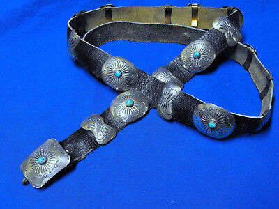 Southwestern Sterling Silver Turquoise Concho Belt Jimmy Herald Navajo JH 122g | eBay US