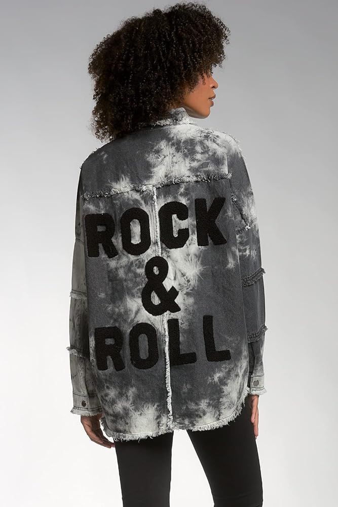 ELAN Dari Women's Acid Wash Jacket, Vintage-Distressed, Button Up, Cotton, Oversized, Rock & Roll Sl | Amazon (US)