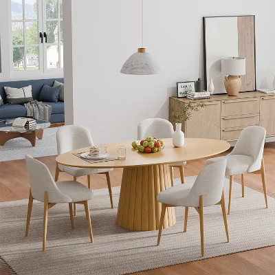 Spassway 67"L*33.5"W Oval Oak Wood Dining Table with Pedestal Modern Kitchen Table with Solid Wood Leg for Seats 6 Natuarl Wood | Target