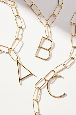 Paperclip Chain Monogram Pendant Necklace | Anthropologie (US)