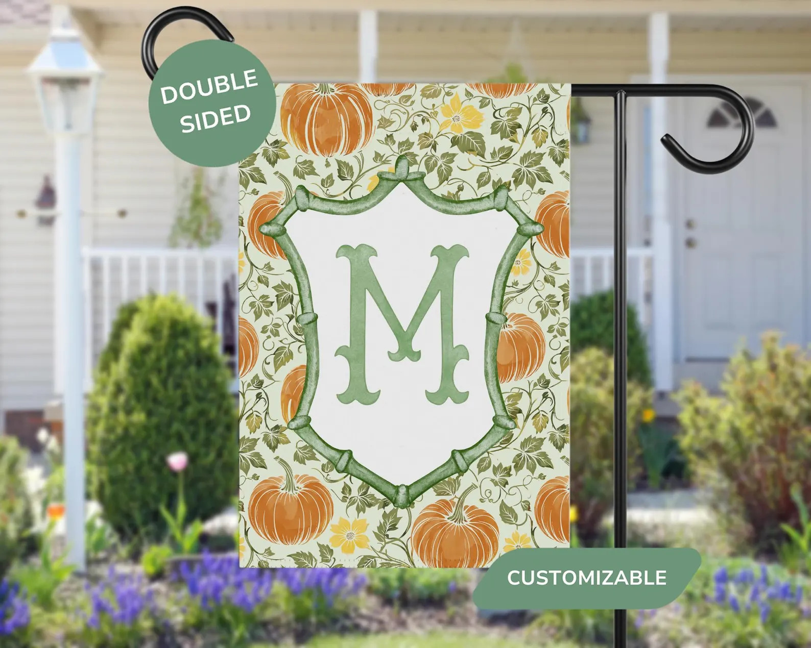 Custom Family Name Garden Flag, Vintage Pumpkin Monogram Yard Sign, Personalized Fall Outdoor Por... | Etsy (US)