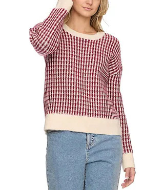 Long Sleeve Michie Two-Tone Wool-Blend Sweater | Dillard's