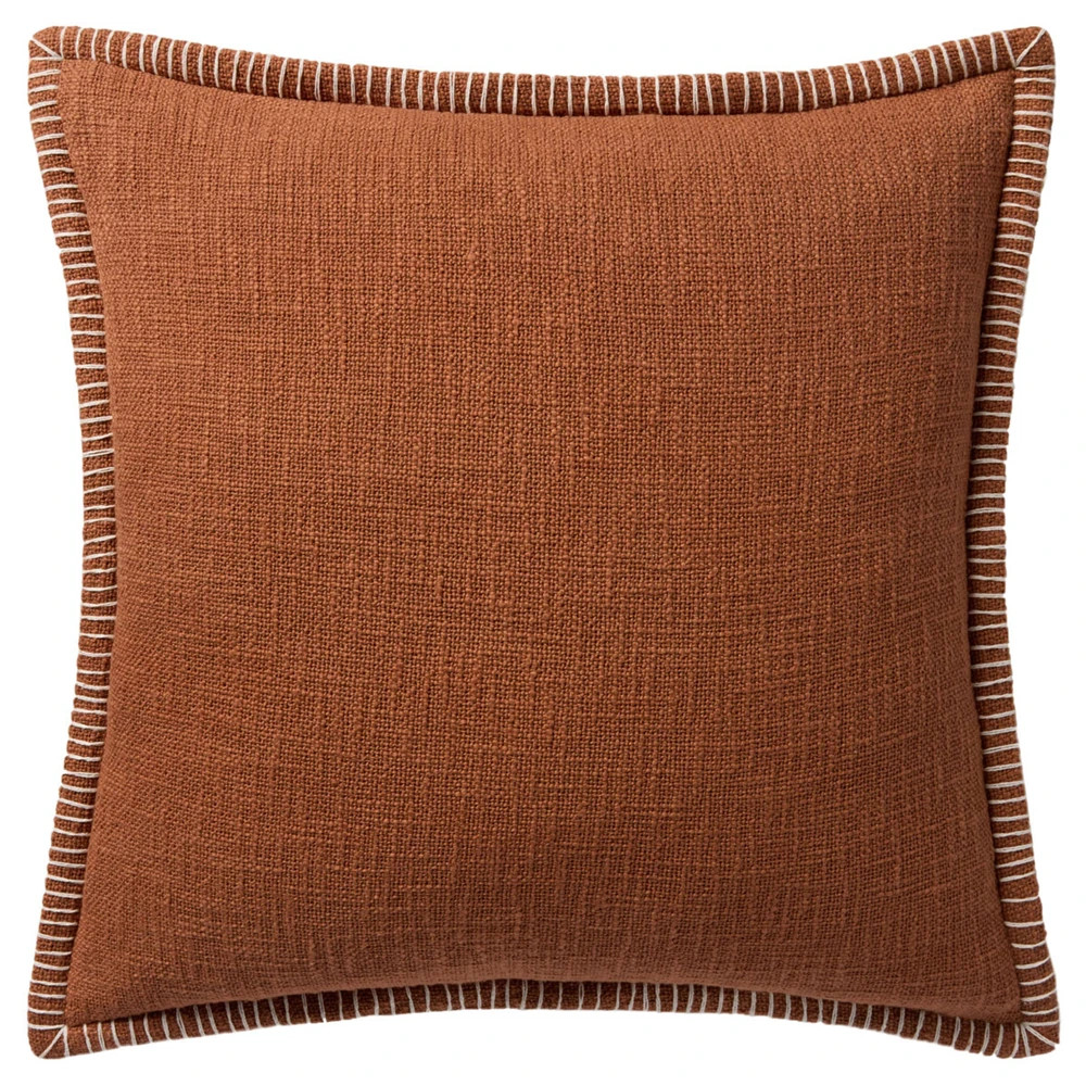 Corwyn Updated Traditional Terracotta Cotton Throw Pillow - 22x22 | Kathy Kuo Home