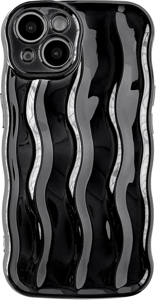 Caseative Water Ripple Pattern Curly Wave Frame Soft Compatible with iPhone Case (Light Black,iPh... | Amazon (US)