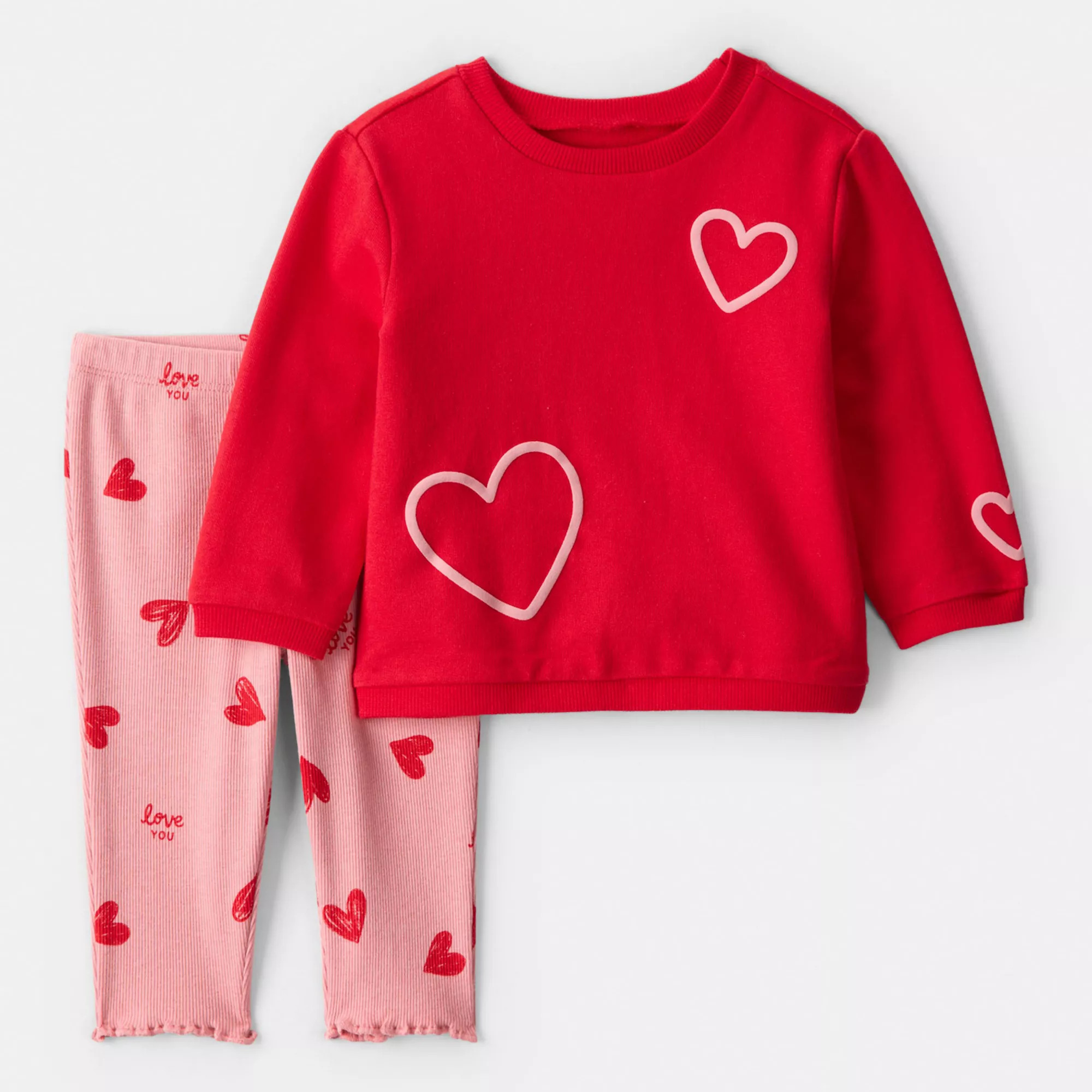 Baby Girl Carter's Valentine's Day 2-Piece Heart Tee & Pant Set | Kohl's