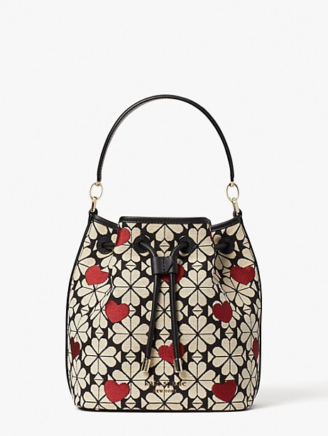 spade flower jacquard hearts medium bucket bag | Kate Spade (US)