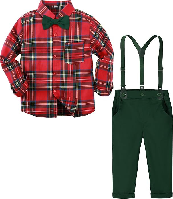 A&J DESIGN Toddler Boy Suit Dress Suspender Outfit with Bowtie 12M - 8Y | Amazon (US)