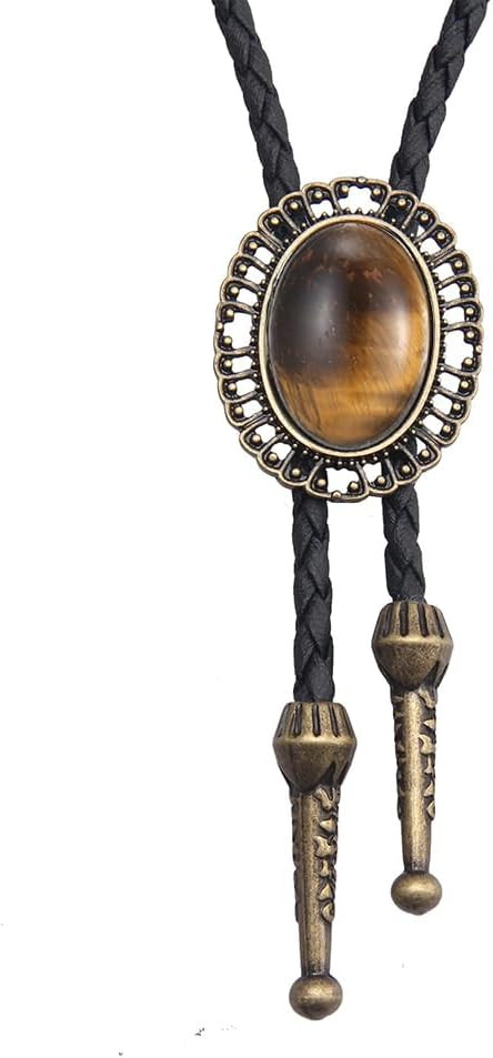 AZORA Western Cowboy Bolo Tie Men Leather Necktie Leather Cord Turquoise Stone Bolo Ties for Men ... | Amazon (US)