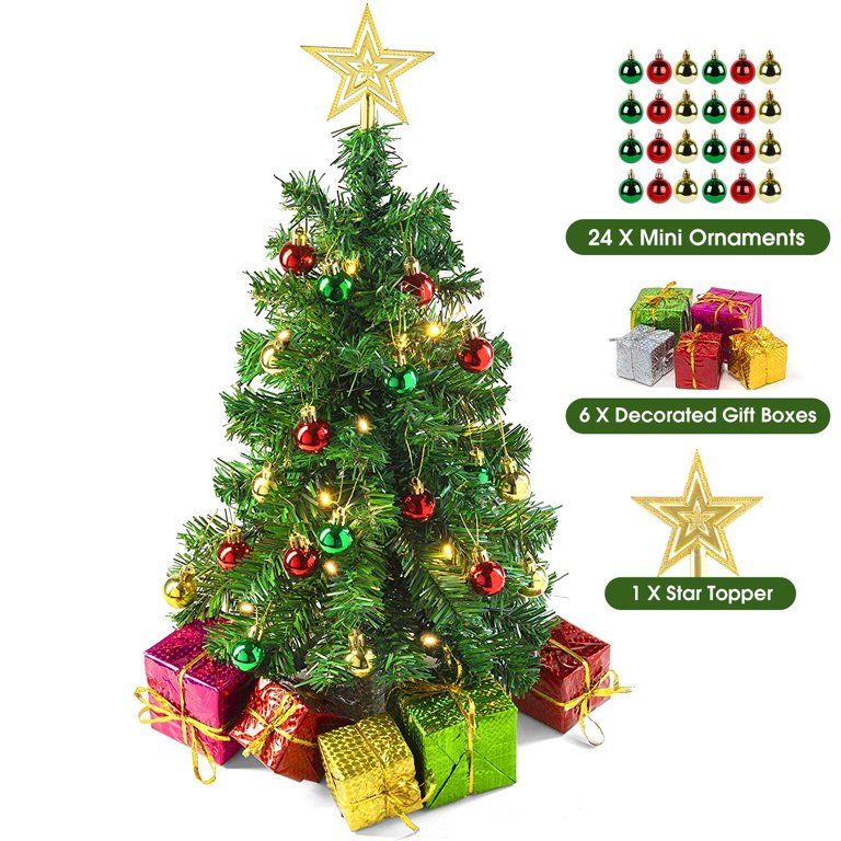 1.7ft Tabletop Christmas Tree with Led Hanging Lights Desktop Mini Xmas Tree Decoration - Walmart... | Walmart (US)