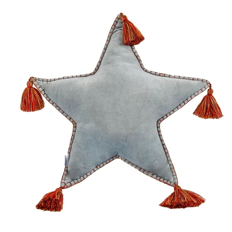 HGTV Home Collection Star Shaped Pillow With Tassels, Light Blue, 16in | Walmart (US)