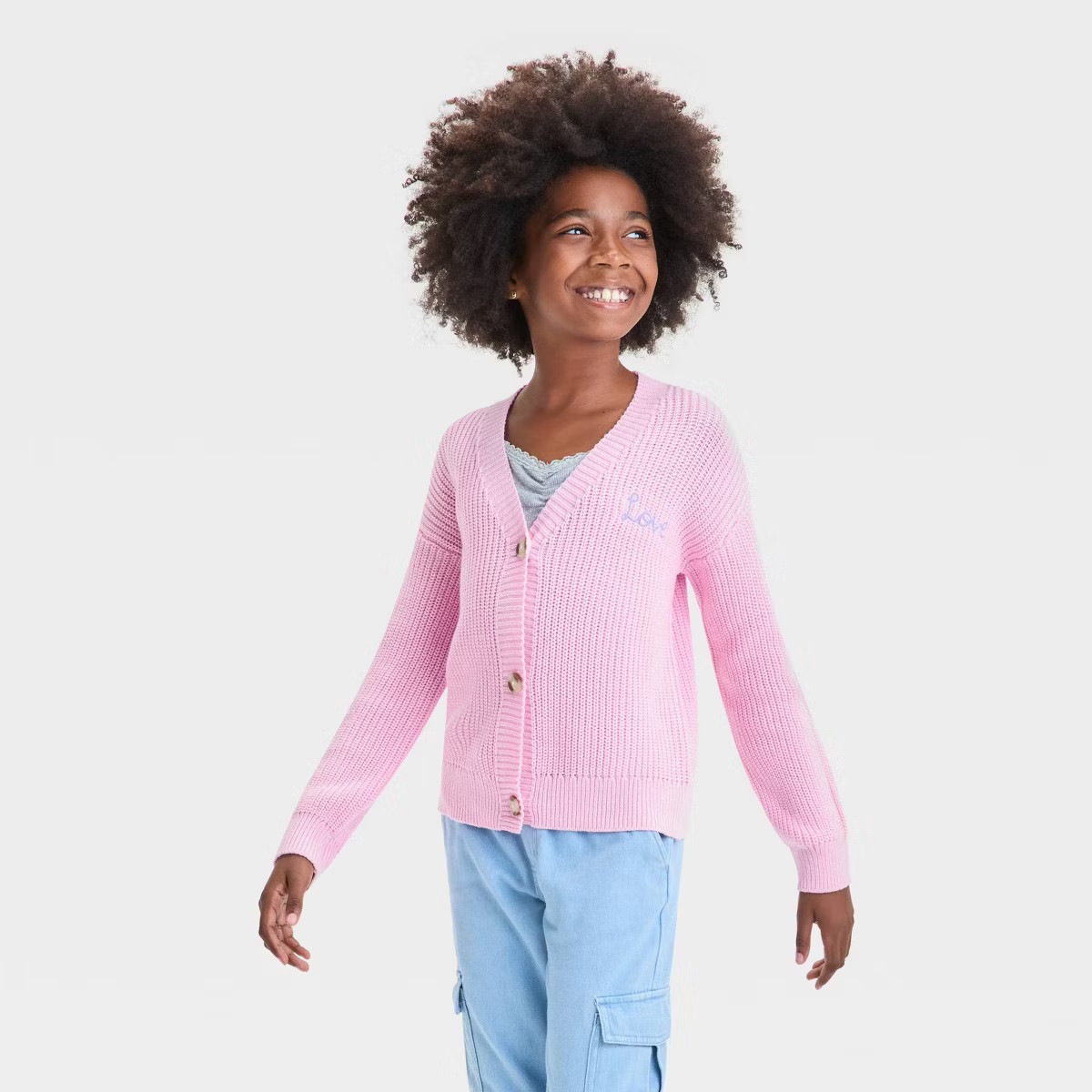 Girls' Embroidered Button-Front Cardigan - Cat & Jack™ | Target