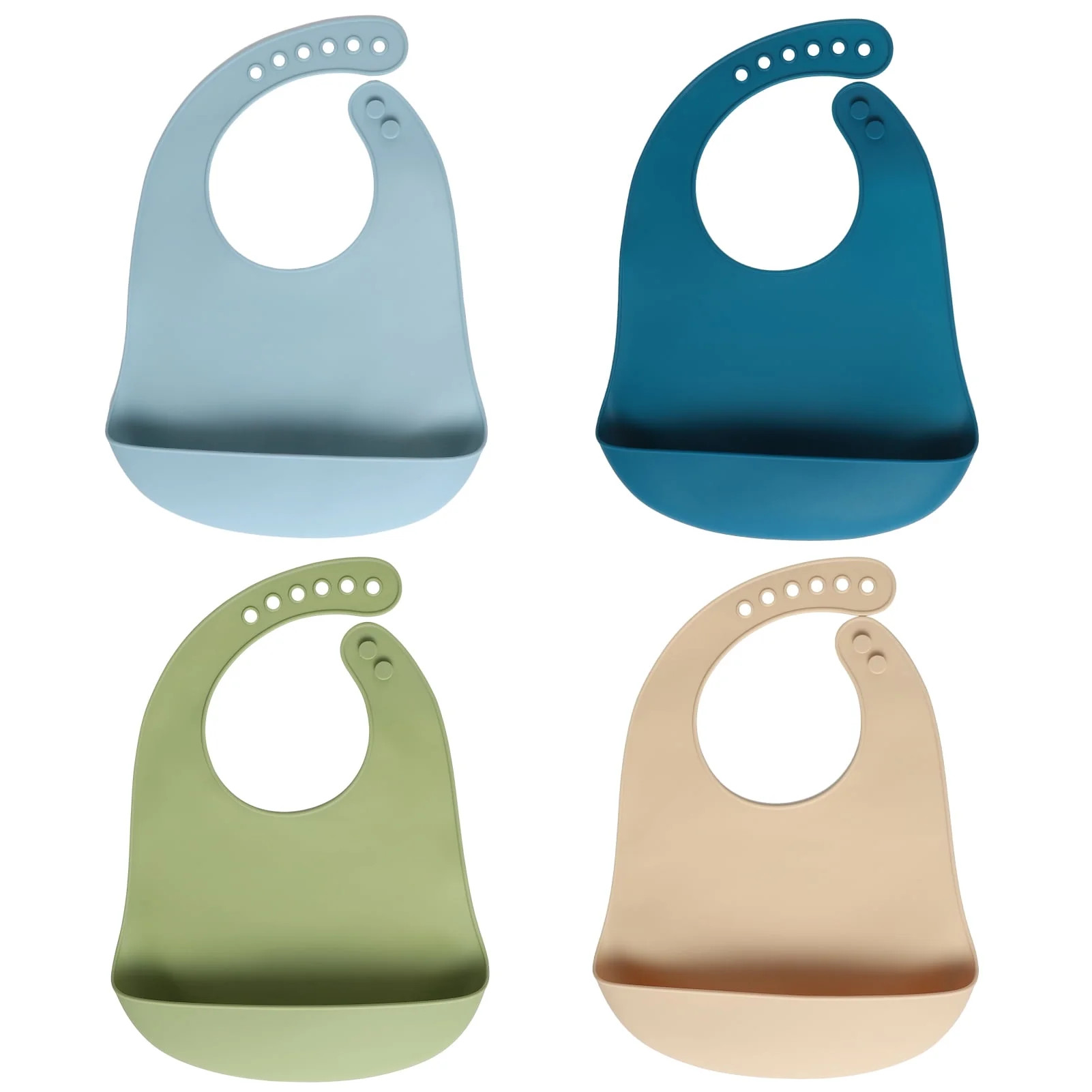 Hengguang 4Pcs Silicone Baby Bibs, Soft Waterproof Feeding Bibs with Food Catcher Pocket, BPA Fre... | Walmart (US)