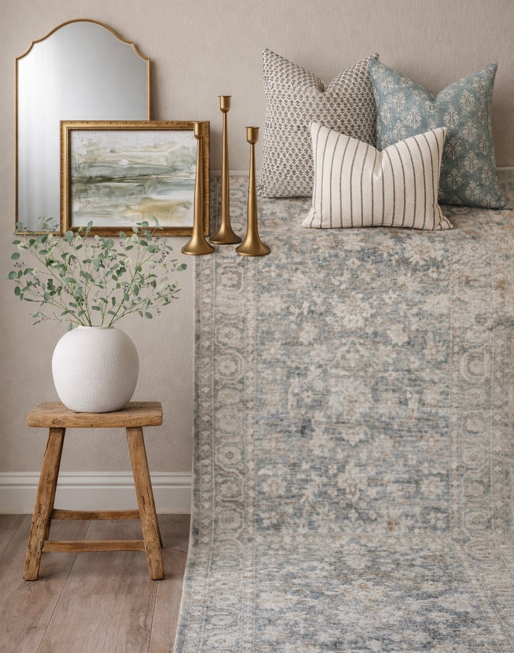 Neutral Designer Living Room Finds — Rug, Pillows, Mirror & Decor

Follow @farmtotablecreations on Instagram for more high-end looks for less 🤍

This curated collection is all about soft neutrals, layered texture, and timeless pieces that instantly elevate a space without overwhelming it. The vintage-inspired rug anchors the room with subtle pattern and warmth, while the mix of printed and striped pillows adds that designer, collected feel. A gold-trim mirror and brass candlesticks bring in just the right amount of polish, and the landscape art keeps everything calm and cohesive. Finished with a simple vase of greenery on a rustic stool, this is the kind of styling that feels both elevated and effortlessly livable.

#livingroom #livingroomdecor #livingroomrug #rugs #throwpillows #pillows #homedecor #neutraldecor #area rug #cozyhome #interiordesign #decorfinds #homefinds #accentdecor



#LTKHome #LTKSaleAlert