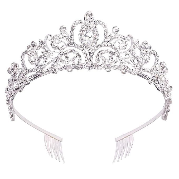 Didder Silver Crystal Tiara Crowns For Women Girls Princess Elegant Crown with Combs Women's Head... | Amazon (US)