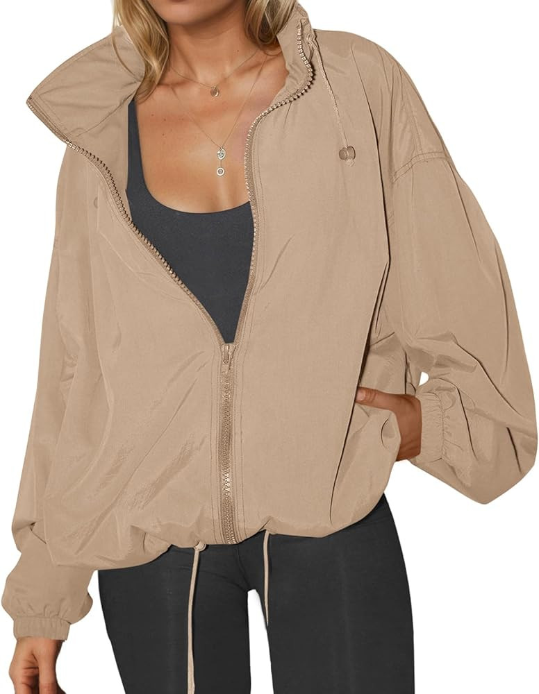 Yousify Womens Waterproof Rain Jackets Lightweight Zip Up Raincoat Outdoor Hiking Hooded Windbrea... | Amazon (US)