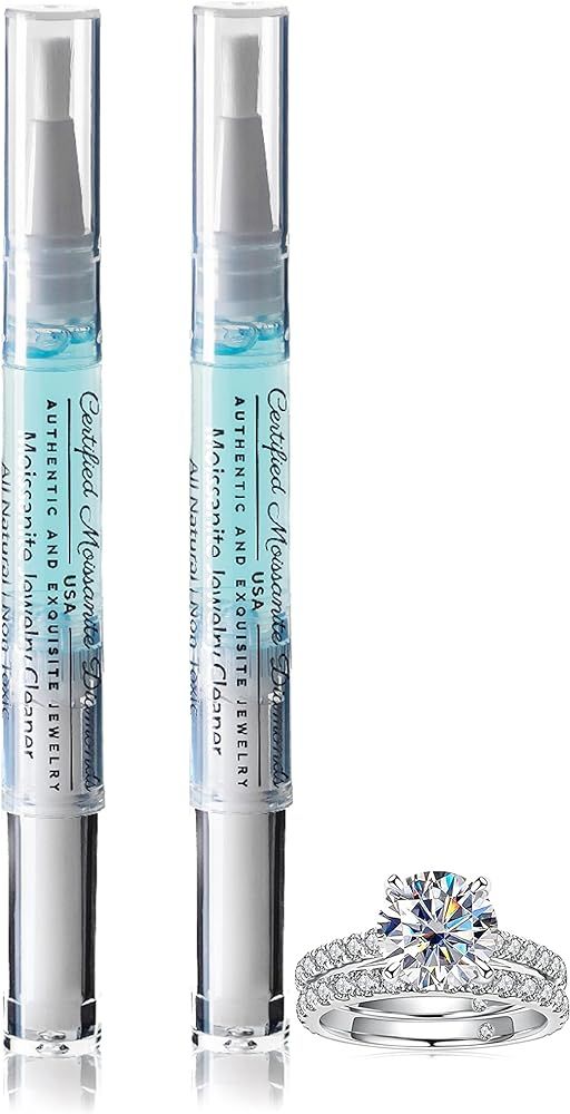 No Rinse Jewelry Cleaner Pen for Moissanite Diamond/Non Toxic Natural/Safe for All Stones/ 2 Pack | Amazon (US)