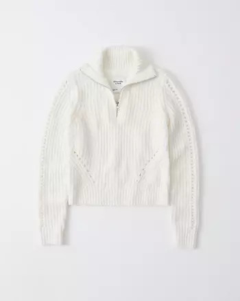Half-Zip Pointelle Sweater | Abercrombie & Fitch US & UK