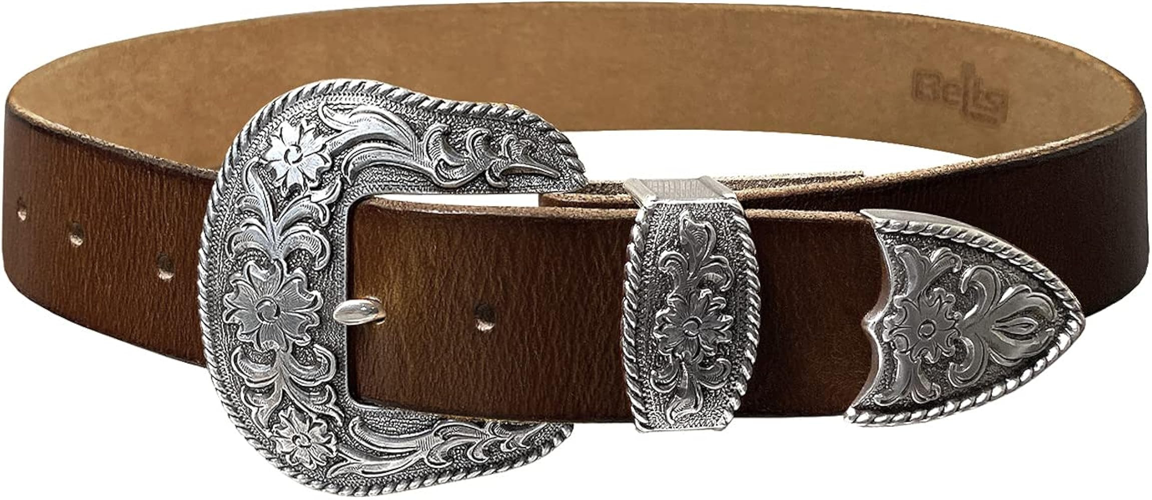 BS040-S5521 Floral Engraved Western Fashion Style Full Grain Leather Belt 1-1/2" 38mm) Wide - Ass... | Amazon (US)