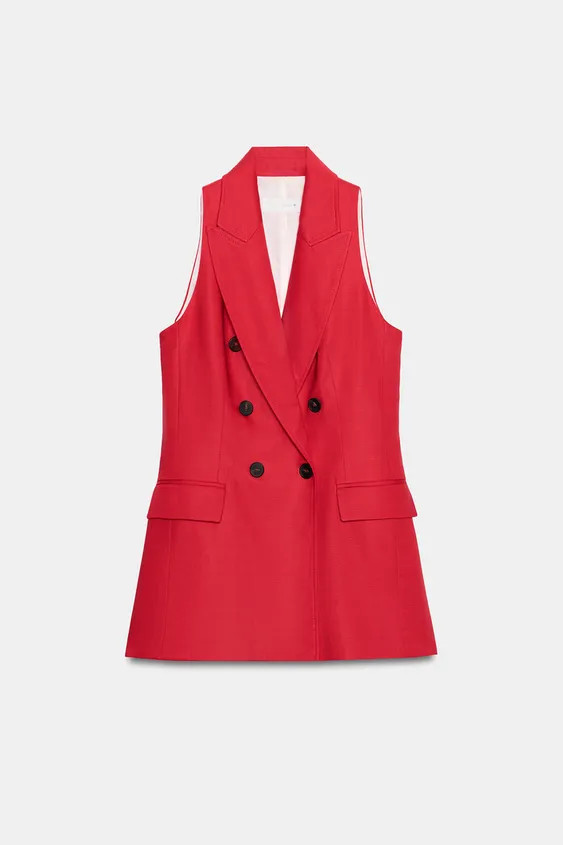 LINEN DOUBLE-BREASTED VEST | Zara US