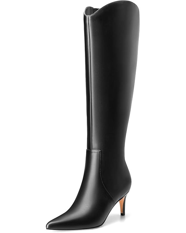 MIRAAZZURRA Kitten Heel Knee High Boots for Women Pointed Toe Low Heel Tall Boots Winter Fall Boo... | Amazon (US)