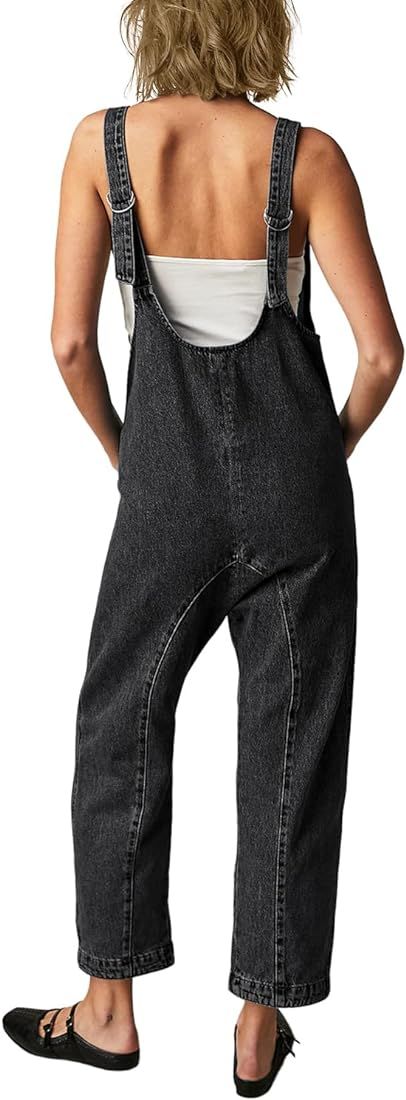 MAOECO High Roller Denim Overalls for Women Casual Sleeveless Loose Baggy Jumpsuits Jeans Pants O... | Amazon (US)