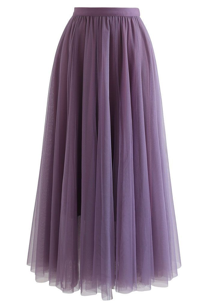My Secret Garden Tulle Maxi Skirt in Purple for Romantic Brunches & Evening Plans | Chicwish