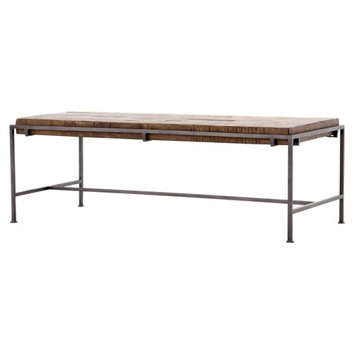 Solomon Industrial Loft Gunmetal Frame Mango Slab Top Rectangular Coffee Table | Kathy Kuo Home