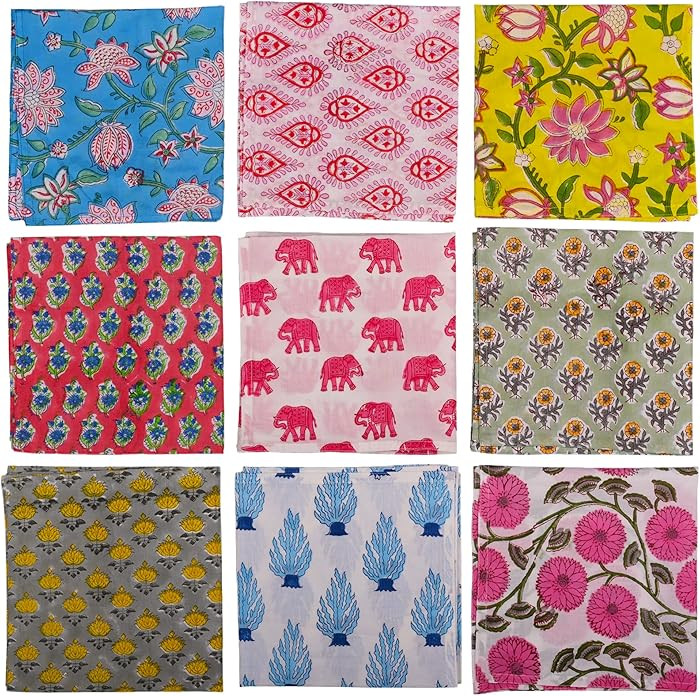 DIYANAIMPEX 10 Pc Cotton Cloth Napkins Hand Block Print Hand Made Size 16x16 Inch Printed Home De... | Amazon (US)
