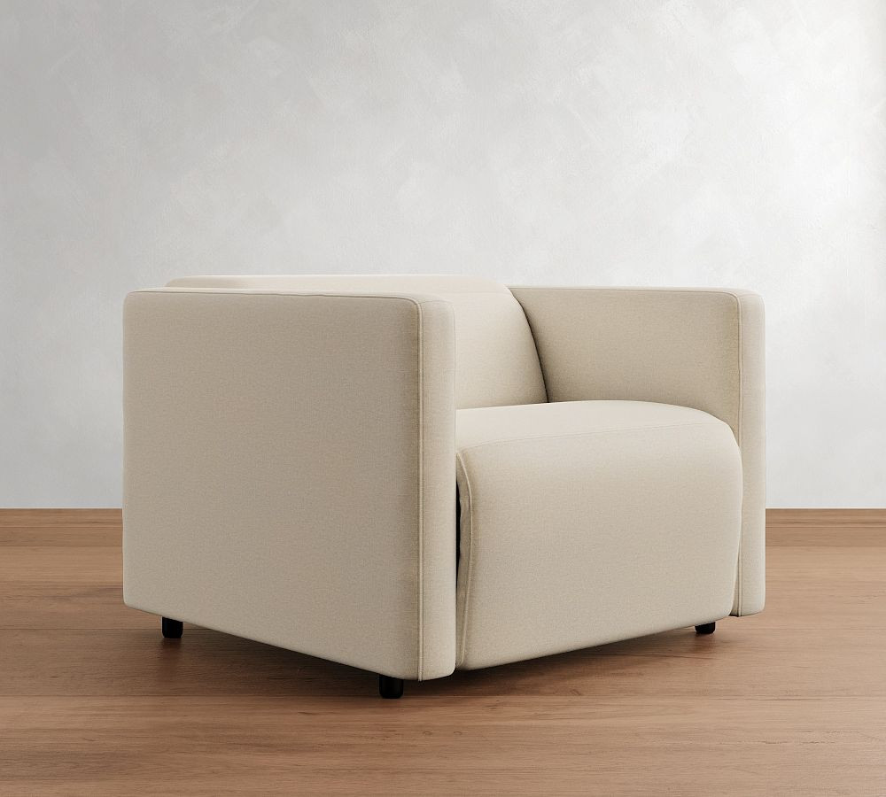 Tucker Upholstered Power Recliner, Polyester Wrapped Cushions, Rustic Chenille Ivory | Pottery Barn (US)