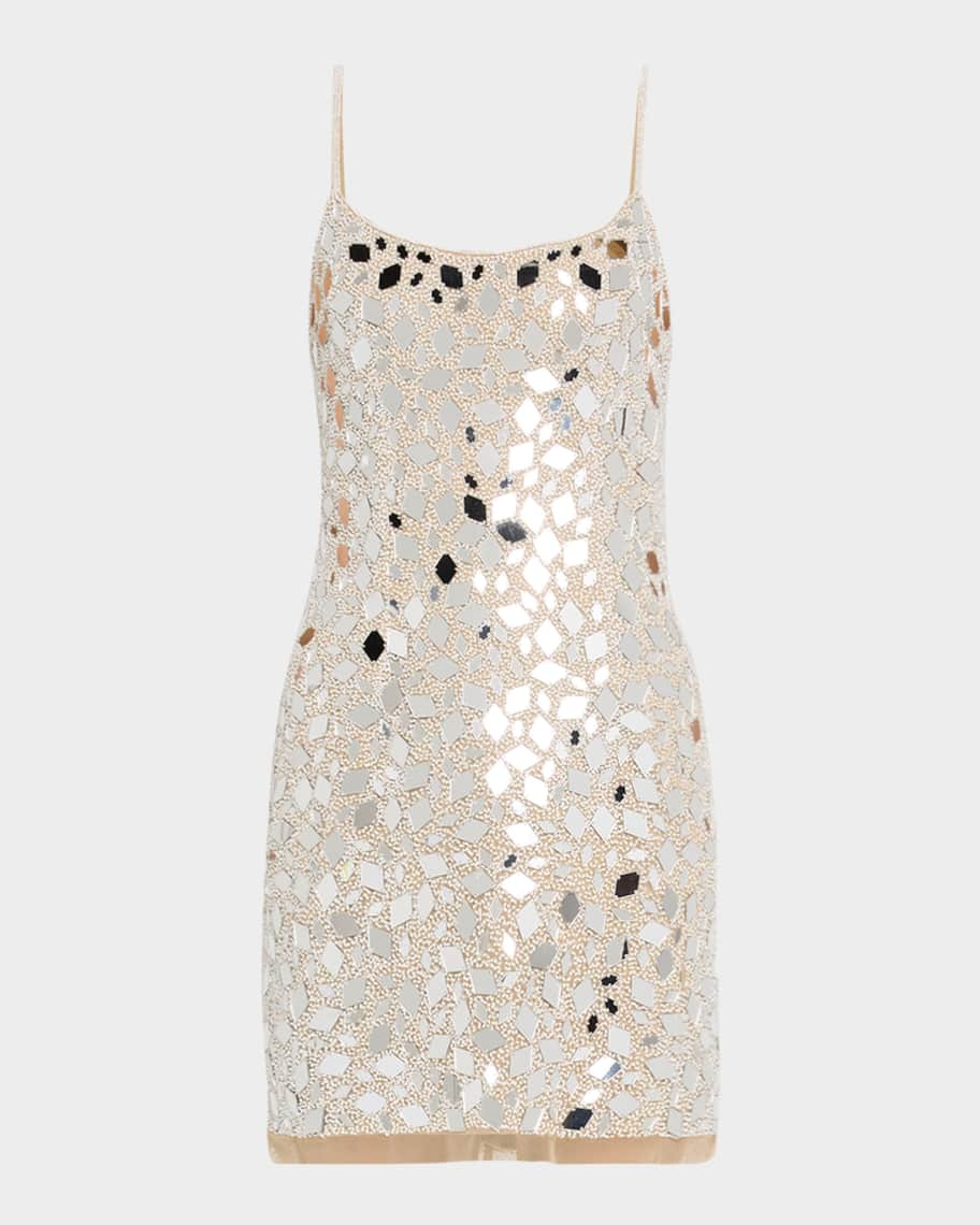 Liv Foster Kaia Beaded Mirror Mini Dress | Neiman Marcus
