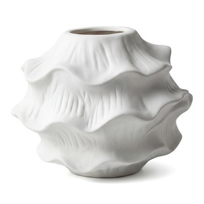 REGALWOVEN Modern Low Cylinder Ceramic Vase Wide Matte Decorative Bowl Vase for Coffee Table Centerpiece, Short Flower 5.1"L x 5.1"W x 3.9"H White | Target