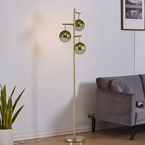 WOXXX Industrial Floor Lamp for Living Room, Gold Tree Floor Lamp with 3 Elegant Glass Lamp Head & G | Amazon (US)
