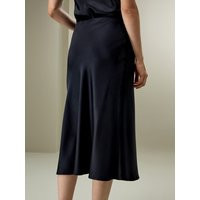 LILYSILK Silk Midi Skirt - Womens - Midnight Blue 100% Silk - Basic Clean Waistband Design Skirt 4 | LilySilk