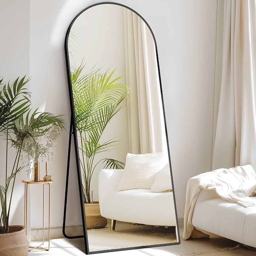 DUMOS 64"x21" Arched Full Length Mirror with Stand Floor Free Standing Aluminum Frame for Bedroom... | Amazon (US)