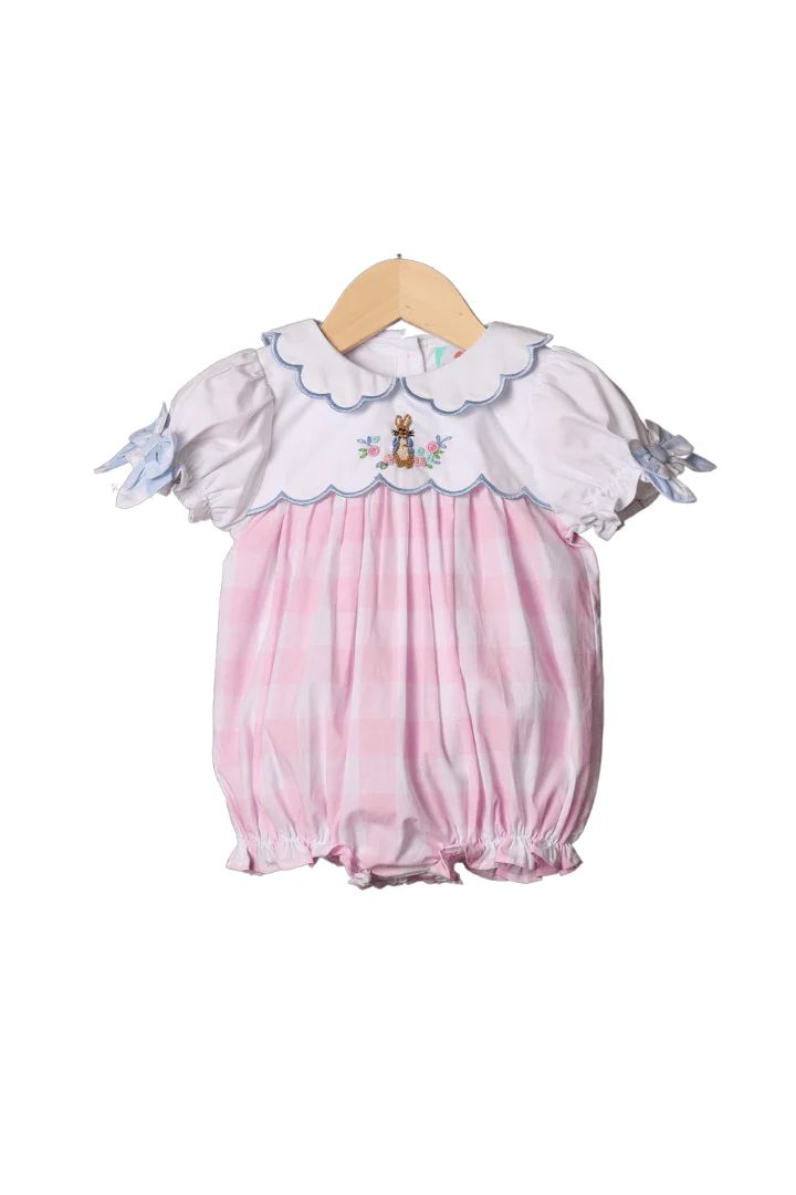 French Knot Peter Rabbit Gingham Bubble | The Smocked Flamingo