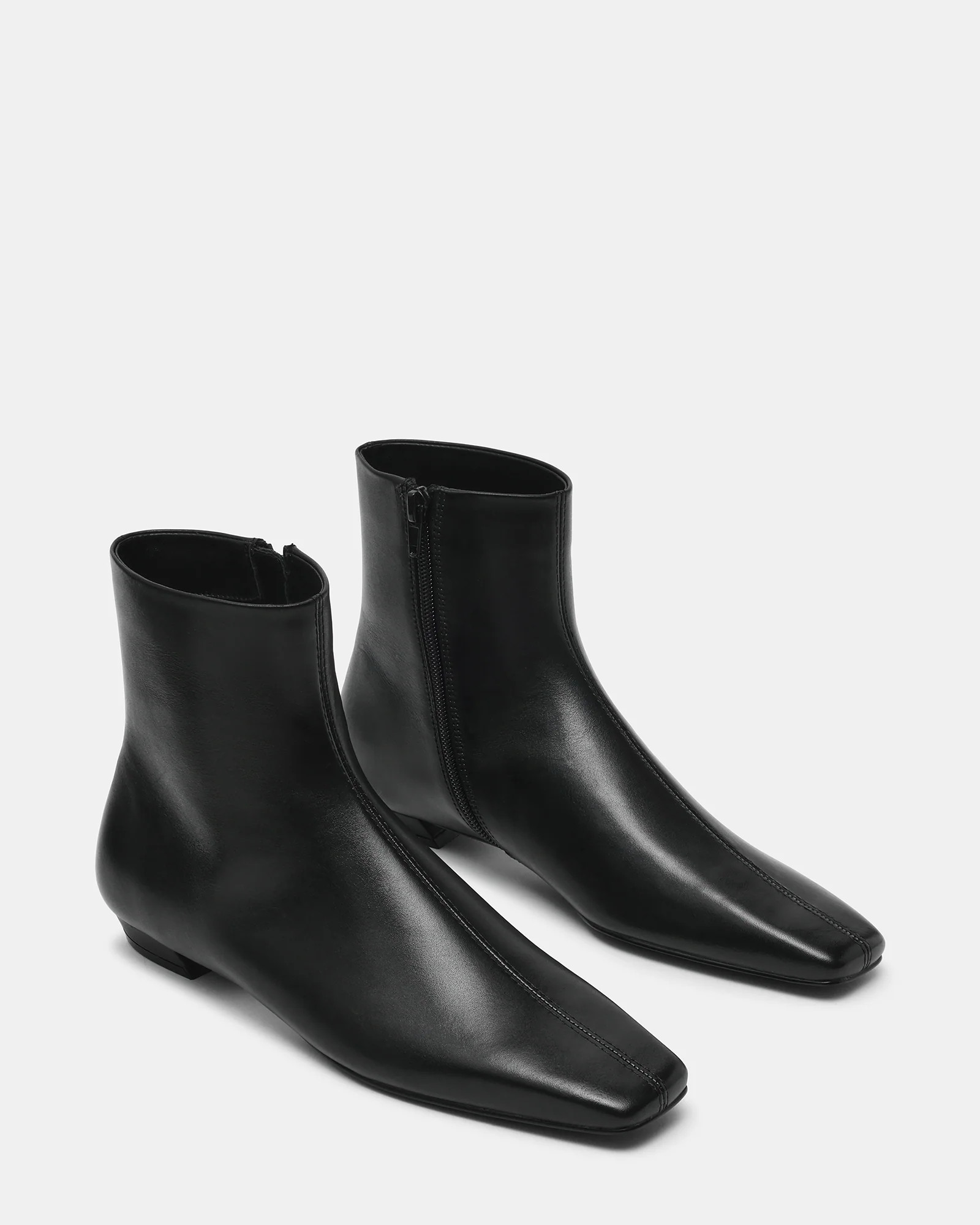 ZAMI Black Leather Square-Toe Women's Ankle Boot | Steve Madden (US)