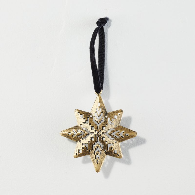 Perforated Geometric Star Christmas Tree Ornament Brass Finish - Hearth &#38; Hand&#8482; with Ma... | Target