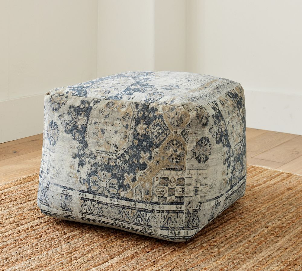 Zayden Velvet Printed Pouf | Pottery Barn (US)