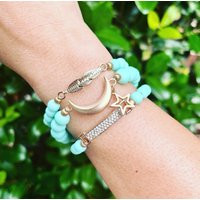 Celestial Bracelet Sets// Star Moon // Crescent Layering Stackable Bracelet Sets//Feather Bracelets  | Etsy (US)