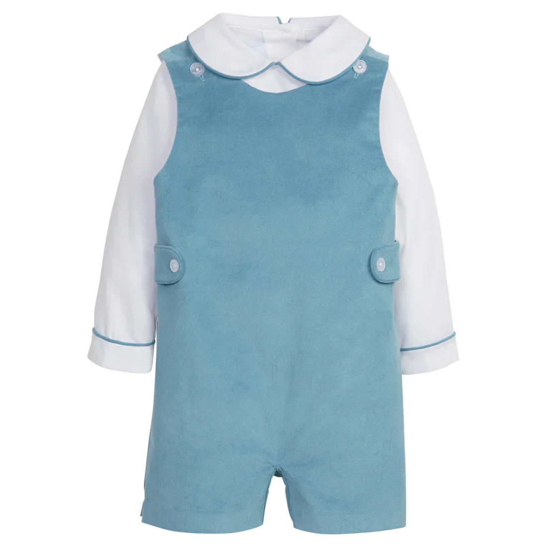 Little English Button Tab Jon Jon- Navy Corduroy | JoJo Mommy