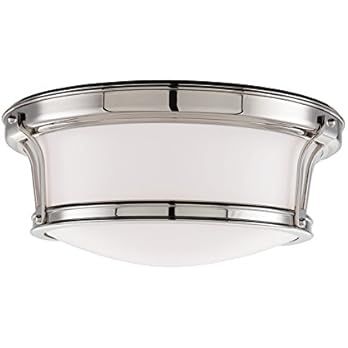 Hudson Valley Lighting 6513-PN Two Light Flush Mount from The Newport Collection, 13", Polished N... | Amazon (US)