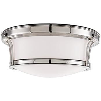 Hudson Valley Lighting 6513-PN Two Light Flush Mount from The Newport Collection, 13", Polished N... | Amazon (US)