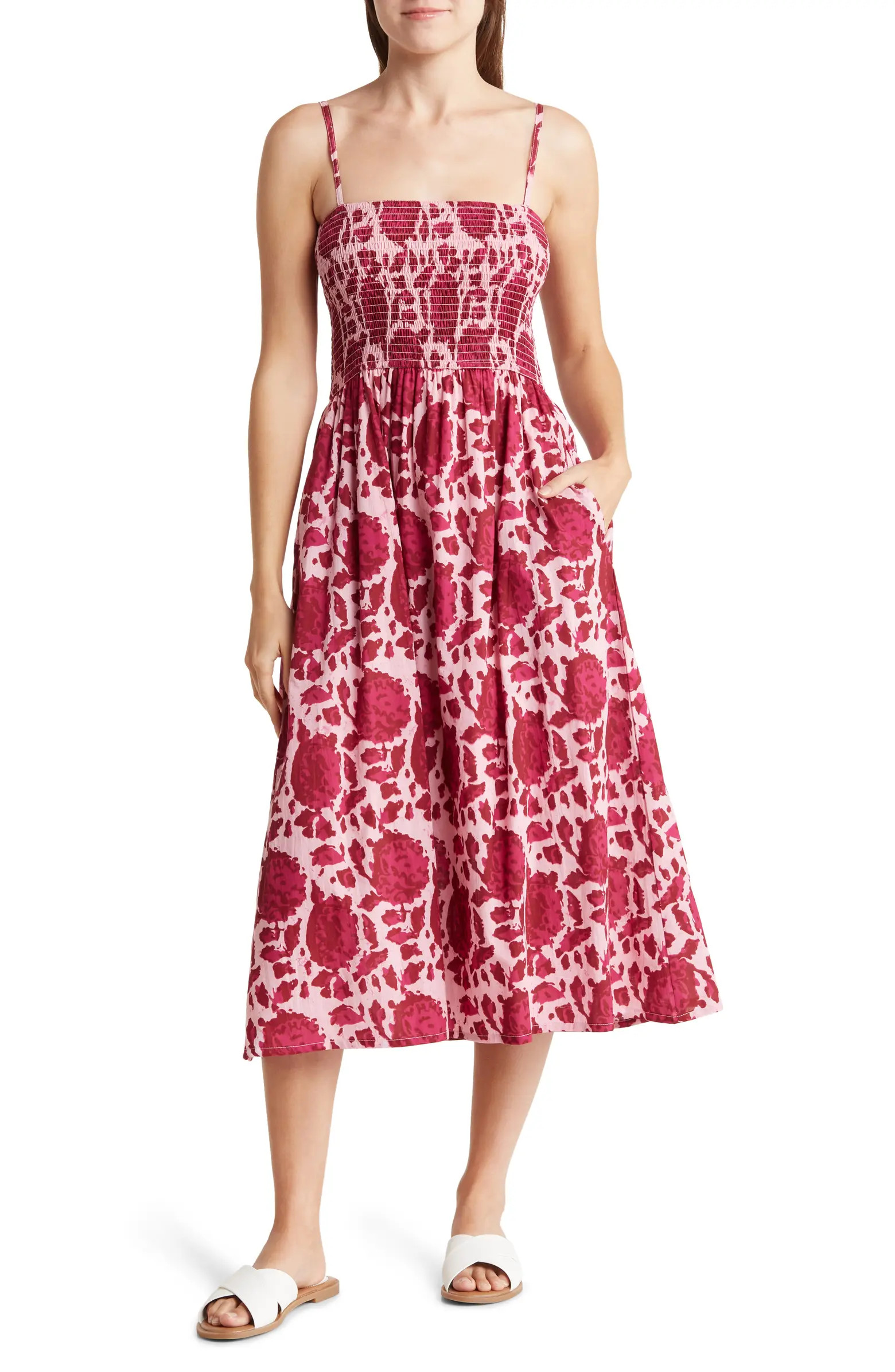 Smocked Bodice Midi Dress | Nordstrom Rack