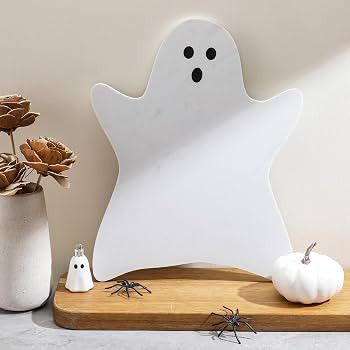Reallnaive Halloween Ghost Marble Cheese Board, 11.8 x 9.8 Inch White Marble Charcuterie Board De... | Amazon (US)